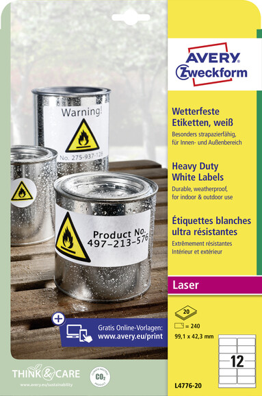 Etiketten ZWF Wetterfest 99,1 x 42,3 mm, Art.-Nr. L4776-20 - Paterno B2B-Shop
