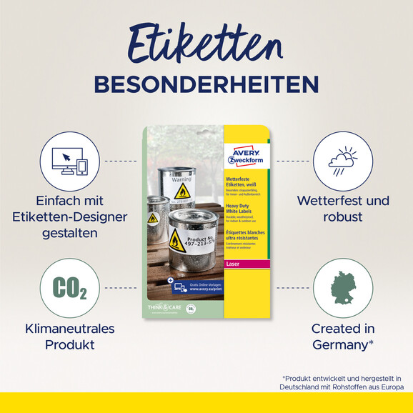 Etiketten ZWF Wetterfest 45,7 x 21,2 mm, Art.-Nr. L4778-20 - Paterno B2B-Shop
