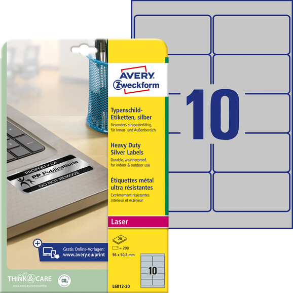 Etiketten ZWF Typenschild 96 x 50,8 mm silber, Art.-Nr. L6012-20 - Paterno B2B-Shop