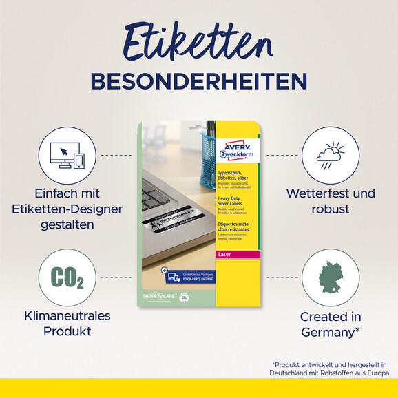 Etiketten ZWF Typenschild 96 x 50,8 mm silber, Art.-Nr. L6012-20 - Paterno B2B-Shop