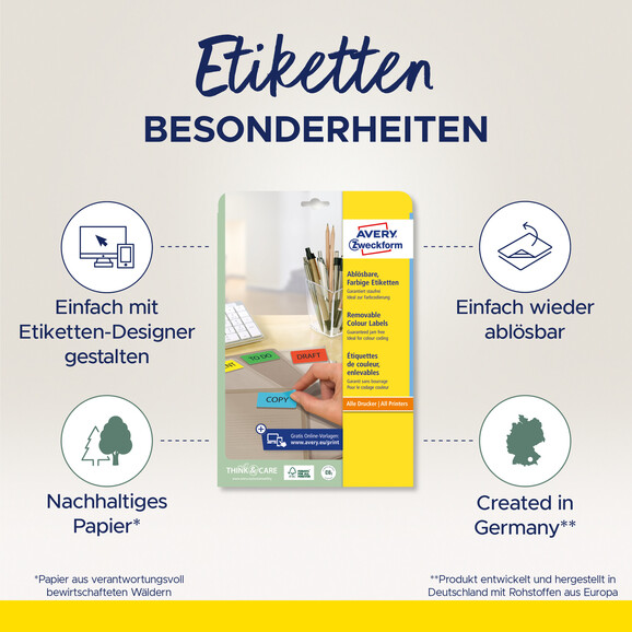 Etiketten ZWF 63,5 x 33,9 mm, grün, Art.-Nr. L6033-20 - Paterno B2B-Shop