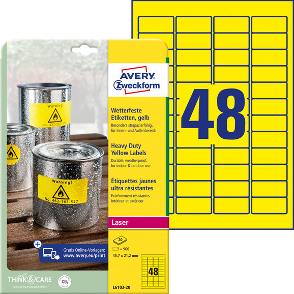 Etiketten ZWF 45,7x21,2 mm gelb, Art.-Nr. L6103-20 - Paterno B2B-Shop