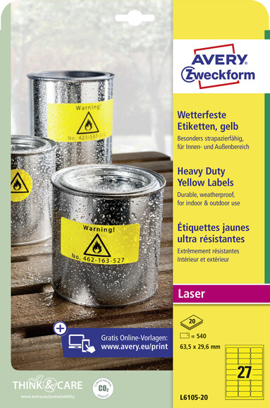 Etiketten Laser+Kopier+Folieneti gelb, Art.-Nr. L6105-20 - Paterno B2B-Shop