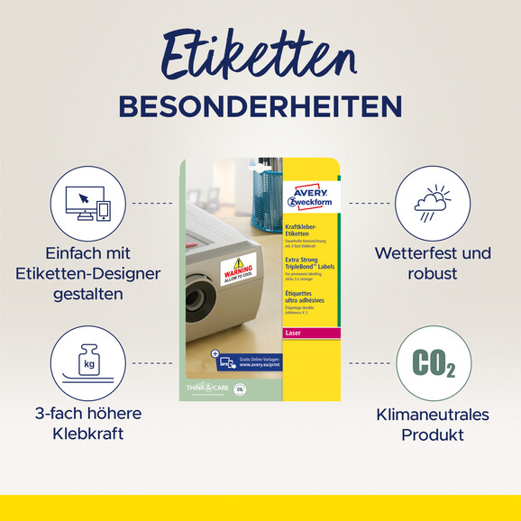 Etiketten ZWF 63,5x33,9mm Laser 480 St, Art.-Nr. L6141-20ZWF - Paterno B2B-Shop
