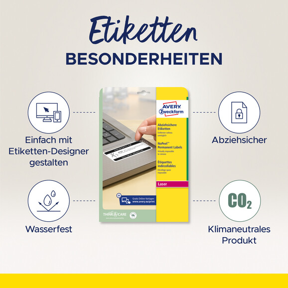 Sicherheitsetiketten ZWF 45,7 x 25,4 mm, Art.-Nr. L6145-20 - Paterno B2B-Shop