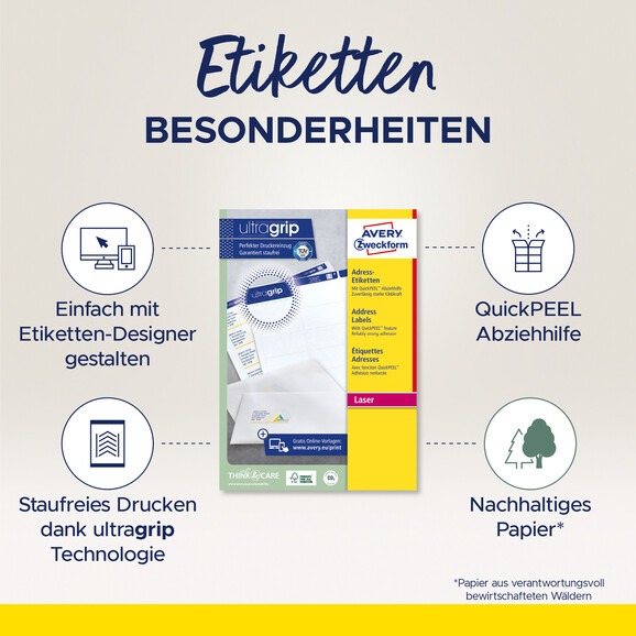Adressetiketten ZWF 99,1 x 38,1 mm, Art.-Nr. L7163-100 - Paterno B2B-Shop
