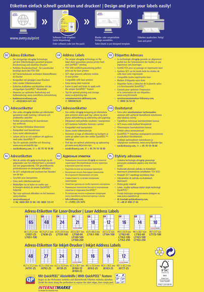 Adressetiketten 99,1 x 38,1 DIN Lang, Art.-Nr. L7163-40 - Paterno B2B-Shop