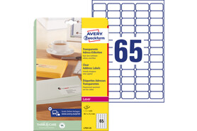 Adressetiketten ZWF Laser 38 x 21,2 mm transparent, Art.-Nr. L7551-25 - Paterno B2B-Shop