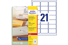 Adressetiketten ZWF 63,5 x 38,1 mm transparent, Art.-Nr. L7560-25 - Paterno B2B-Shop