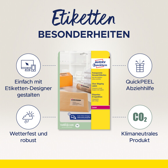 Versandetiketten ZWF 210 x 297 mm transparent, Art.-Nr. L7567-25 - Paterno B2B-Shop