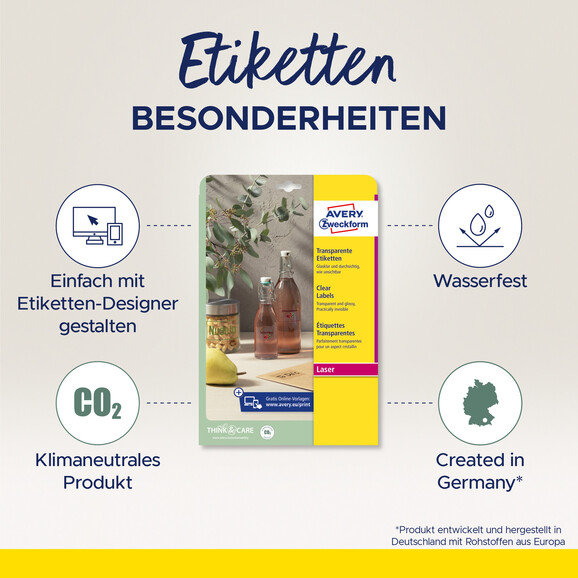 Etiketten ZWF Crystal Clear 45,7 x 25,4 mm, Art.-Nr. L7781-25 - Paterno B2B-Shop