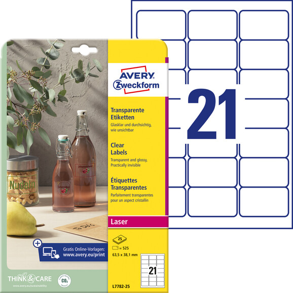 Etiketten ZWF 63,5 x 38,1 mm Crystal Clear, Art.-Nr. L7782-25 - Paterno B2B-Shop
