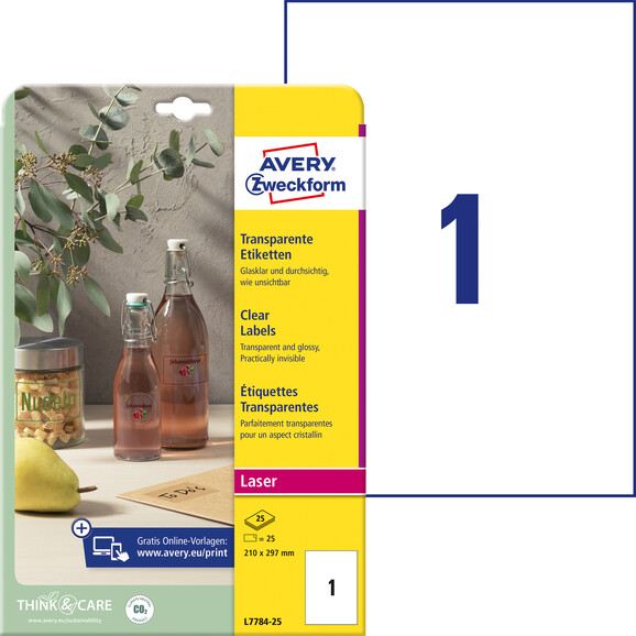Etiketten ZWF Crystal Clear A4, Art.-Nr. L7784-25 - Paterno B2B-Shop