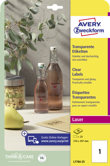 Etiketten ZWF Crystal Clear A4, Art.-Nr. L7784-25 - Paterno B2B-Shop