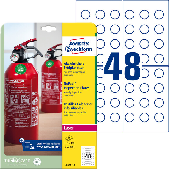 Prüfplaketten ZWF 20mm, 480Stk, Art.-Nr. L7801-10 - Paterno B2B-Shop