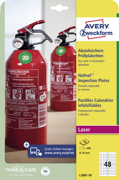 Prüfplaketten ZWF 20mm, 480Stk, Art.-Nr. L7801-10 - Paterno B2B-Shop