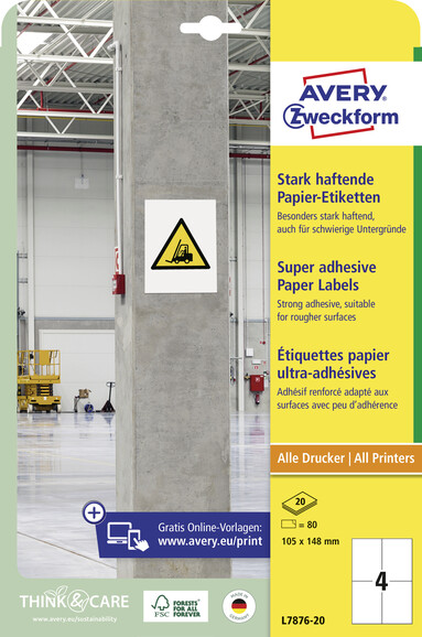 Etiketten ZWF 105x148mm, stark haftend, Art.-Nr. L7876-20 - Paterno B2B-Shop