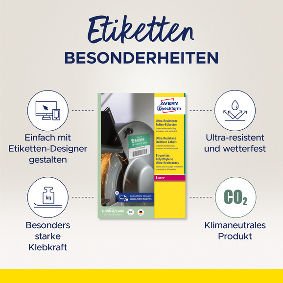 Folienetiketten ZWF Ultra-Resist 210x148mm, weiß, Art.-Nr. L7916-10 - Paterno B2B-Shop