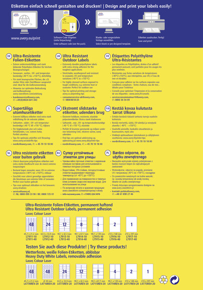 Folienetiketten ZWF Ultra-Resist 210x297mm, weiß, Art.-Nr. L7917-10 - Paterno B2B-Shop