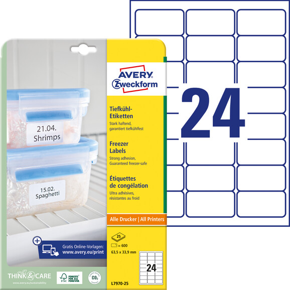 Tiefkühl-Etiketten ZWF 63,5x33,9mm, Art.-Nr. L7970-25 - Paterno B2B-Shop