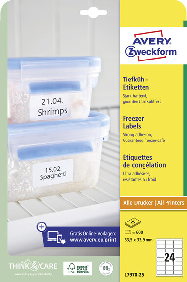 Tiefkühl-Etiketten ZWF 63,5x33,9mm, Art.-Nr. L7970-25 - Paterno B2B-Shop