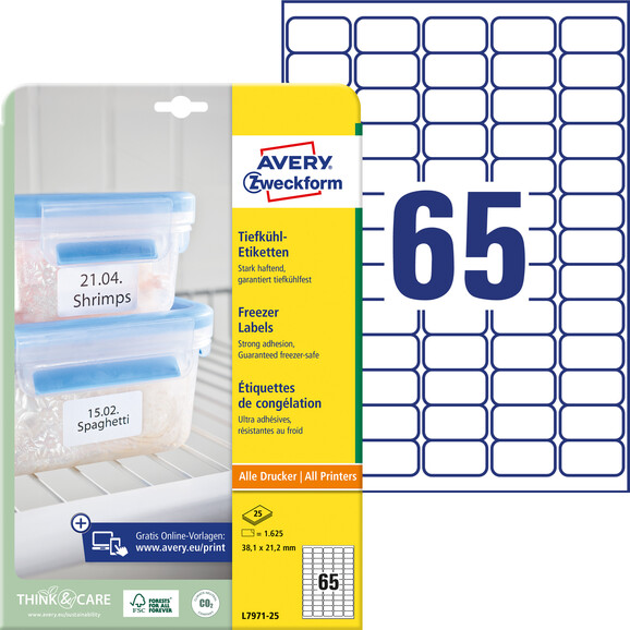 Tiefkühl-Etiketten ZWF 38,1x21,2mm, Art.-Nr. L7971-25 - Paterno B2B-Shop