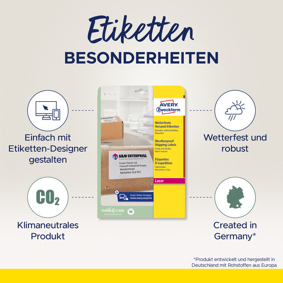 Wetterfeste Versand-Etiketten 99,1 x 67,7 mm, Art.-Nr. L7993-25 - Paterno B2B-Shop