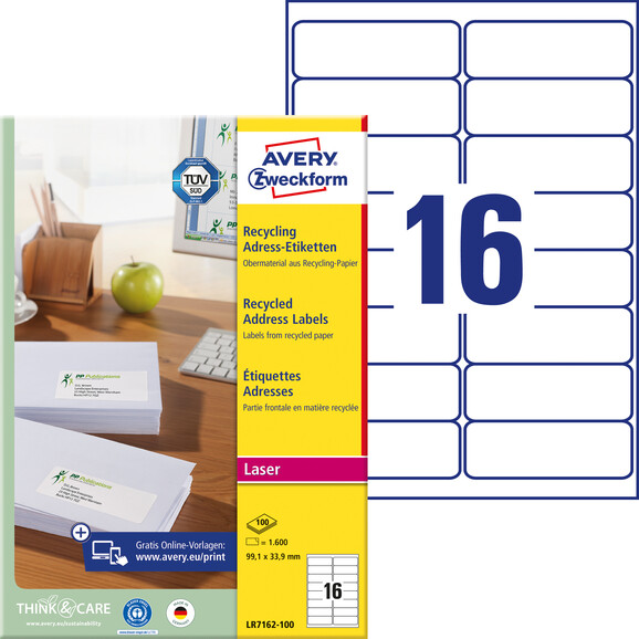 Etiketten Recycling Adressen 99,1x33,9mm, Art.-Nr. LR7162-100 - Paterno B2B-Shop