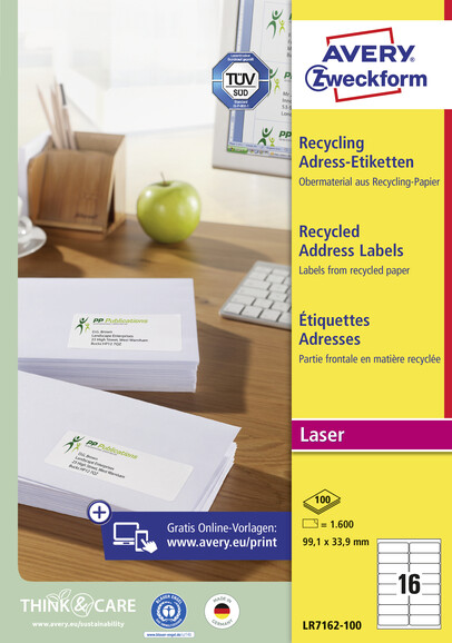 Etiketten Recycling Adressen 99,1x33,9mm, Art.-Nr. LR7162-100 - Paterno B2B-Shop