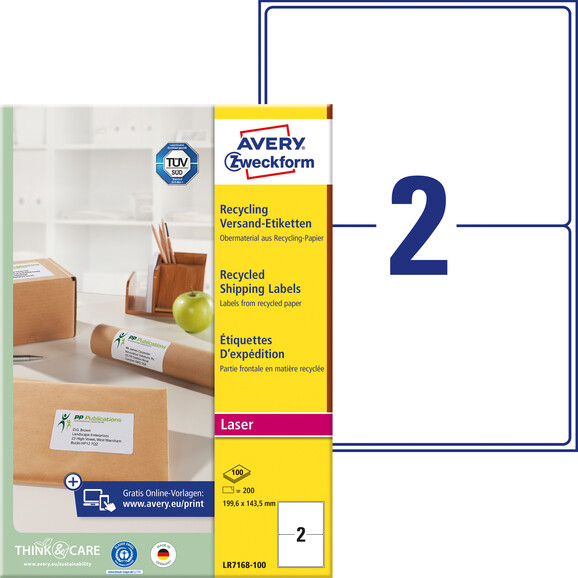 Etiketten Recycling Adressen 199,6x143mm, Art.-Nr. LR7168-100 - Paterno B2B-Shop