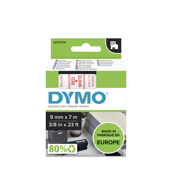 Beschriftungsband Dymo 9mmx7m rot weiss, Art.-Nr. 00409-RTWS - Paterno B2B-Shop Beschriftungsband Dymo 9mmx7m rot weiss, Art.-Nr. 00409-RTWS - Paterno B2B-Shop