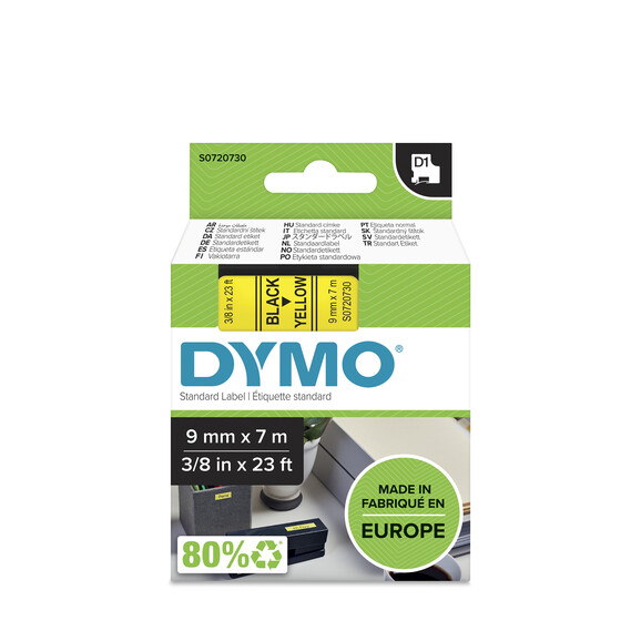 Beschriftungsband Dymo 9mmx7m schwarz gelb, Art.-Nr. 00409-SWGE - Paterno B2B-Shop Beschriftungsband Dymo 9mmx7m schwarz gelb, Art.-Nr. 00409-SWGE - Paterno B2B-Shop