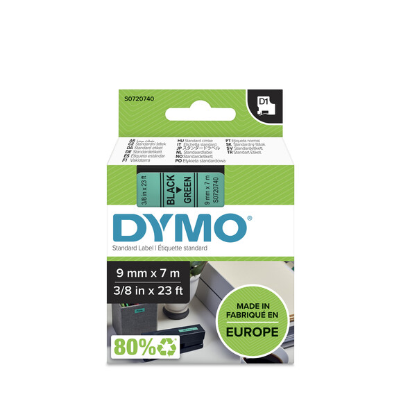 Beschriftungsband Dymo 9mmx7m schwarz grün, Art.-Nr. 00409-SWGN - Paterno B2B-Shop Beschriftungsband Dymo 9mmx7m schwarz grün, Art.-Nr. 00409-SWGN - Paterno B2B-Shop