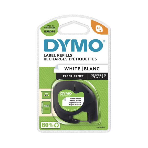 Beschriftungsband Dymo LetraTag schwarz auf weiss, Art.-Nr. S0721520 - Paterno B2B-Shop
