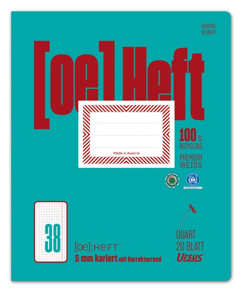 Heft Ursus OE38 Quart 20 Blatt kariert mit KR, Art.-Nr. FO073821-23 - Paterno B2B-Shop Heft Ursus OE38 Quart 20 Blatt kariert mit KR, Art.-Nr. FO073821-23 - Paterno B2B-Shop