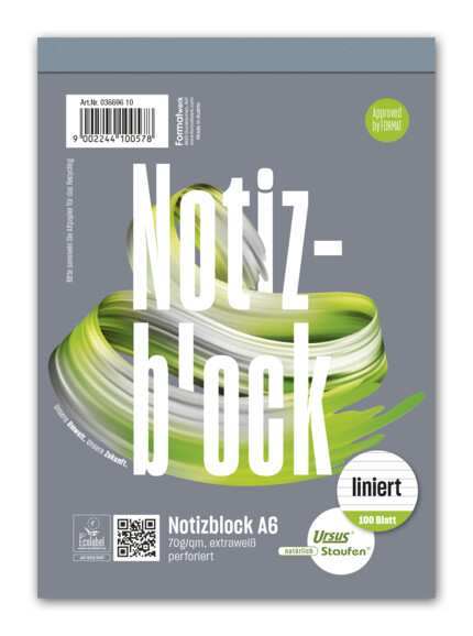 Notizblock Ursus A6 100 Blatt 70g/qm liniert, Art.-Nr. 036696-10 - Paterno B2B-Shop Notizblock Ursus A6 100 Blatt 70g/qm liniert, Art.-Nr. 036696-10 - Paterno B2B-Shop