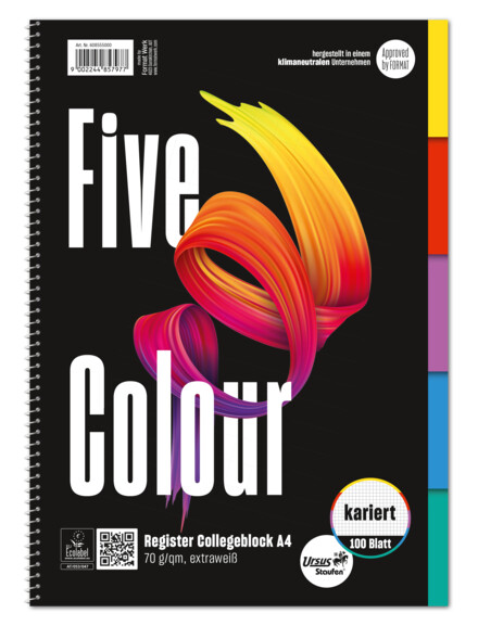 Kollegblock Five Colour A4 100 Blatt 70g/qm, Art.-Nr. 608555000 - Paterno B2B-Shop Kollegblock Five Colour A4 100 Blatt 70g/qm, Art.-Nr. 608555000 - Paterno B2B-Shop