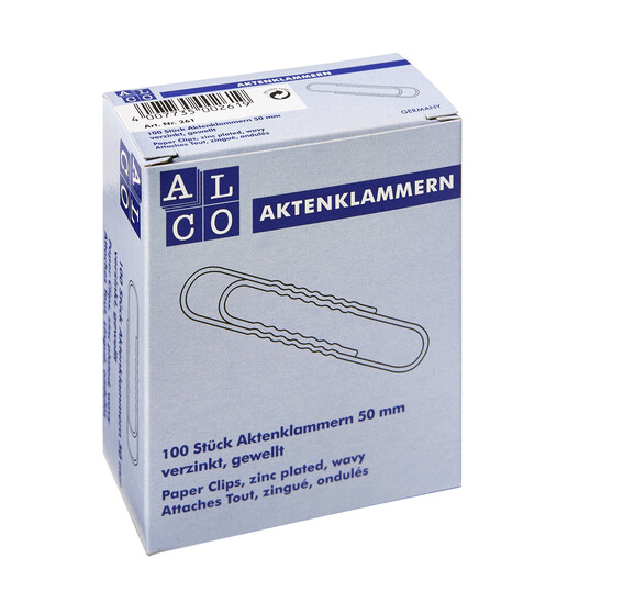 Büroklammern Alco 50mm verzinkt gewellt, Art.-Nr. 261ALCO - Paterno B2B-Shop