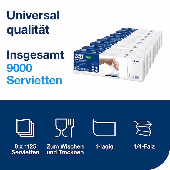 Spenderservietten N4 Tork weiss 1-lagig, Art.-Nr. 10840 - Paterno B2B-Shop