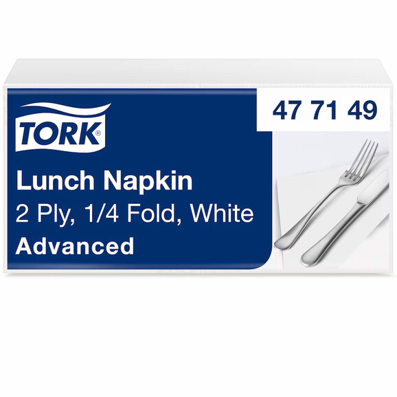 Servietten 2-lagig Tork 1/4-Falz 33 cm x 33 cm weiss, Art.-Nr. 477149 - Paterno B2B-Shop