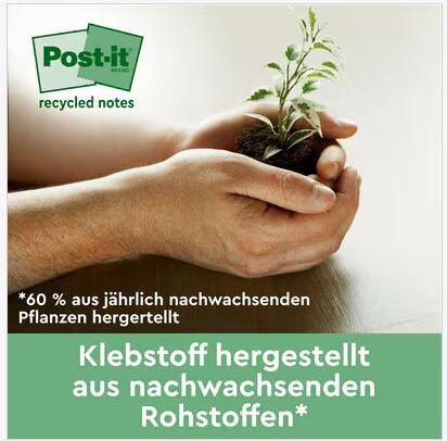 Haftnotizen Post-it 76x127 mm gelb Recycling Tower, Art.-Nr. 655-1T - Paterno B2B-Shop