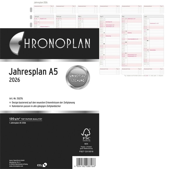 Kalendereinlage Chronoplan A5 Jahresplan, Art.-Nr. 5027J - Paterno B2B-Shop Kalendereinlage Chronoplan A5 Jahresplan, Art.-Nr. 5027J - Paterno B2B-Shop