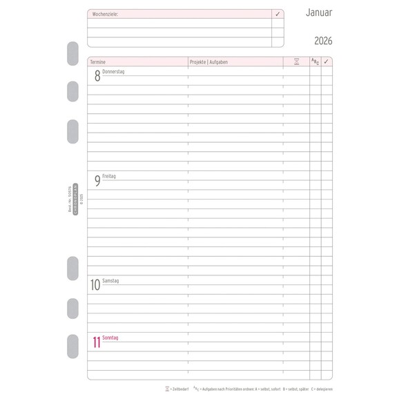 Kalendereinlage Chronoplan Wochenplan A5, Art.-Nr. 5057J - Paterno B2B-Shop Kalendereinlage Chronoplan Wochenplan A5, Art.-Nr. 5057J - Paterno B2B-Shop