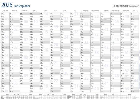 Jahresplaner Staedtler LUMOCOLOR 2026, Art.-Nr. 641YPDE - Paterno B2B-Shop Jahresplaner Staedtler LUMOCOLOR 2026, Art.-Nr. 641YPDE - Paterno B2B-Shop