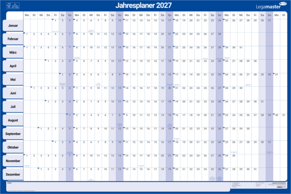 Jahresplaner Legamaster 60x90 cm 2027, Art.-Nr. 420221LM - Paterno B2B-Shop