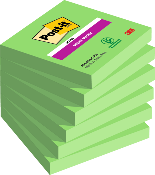 Haftnotizen 76x76mm Super Sticky grün, Art.-Nr. 654-6SS-SPGN - Paterno B2B-Shop