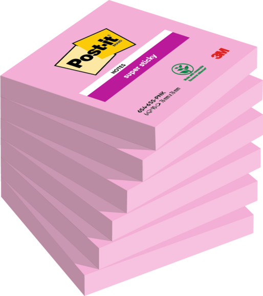 Haftnotizen 76x76mm Super Sticky pink, Art.-Nr. 654-6SS-PI - Paterno B2B-Shop