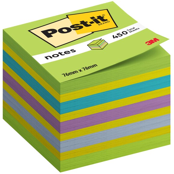 Haftnotizwürfel Post-it 76x76 mm neongrün-blau, Art.-Nr. 2028NB - Paterno B2B-Shop